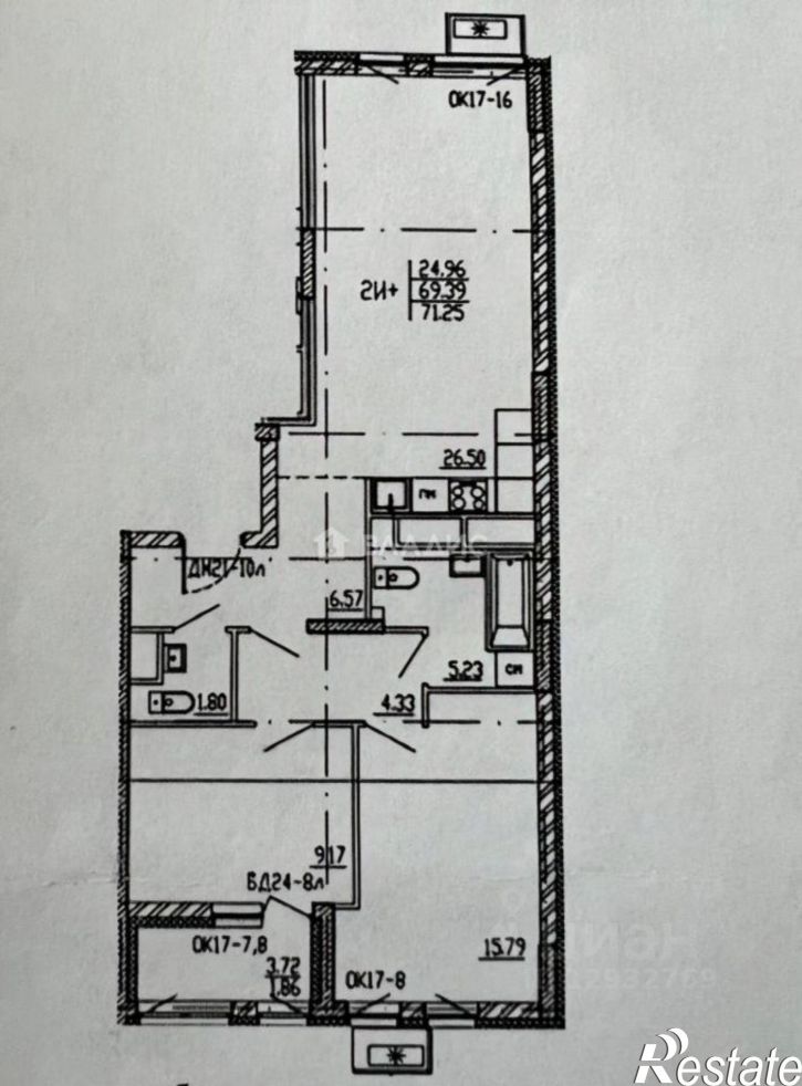 3-комн квартира улица Измайлова, 58А,  д. 58А