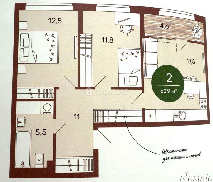 3-комн квартира ул Ангарская, 18,  д. 18