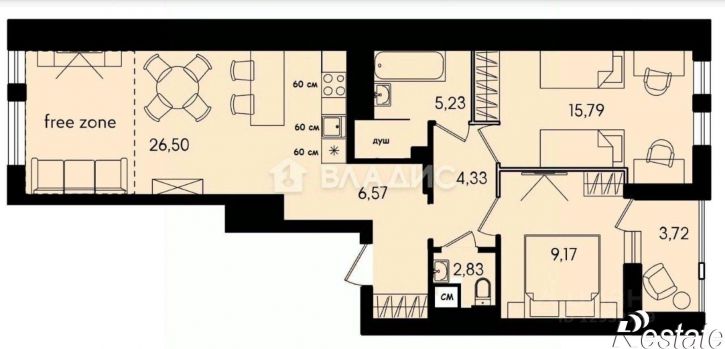 3-комн квартира улица Измайлова, 58Ак1