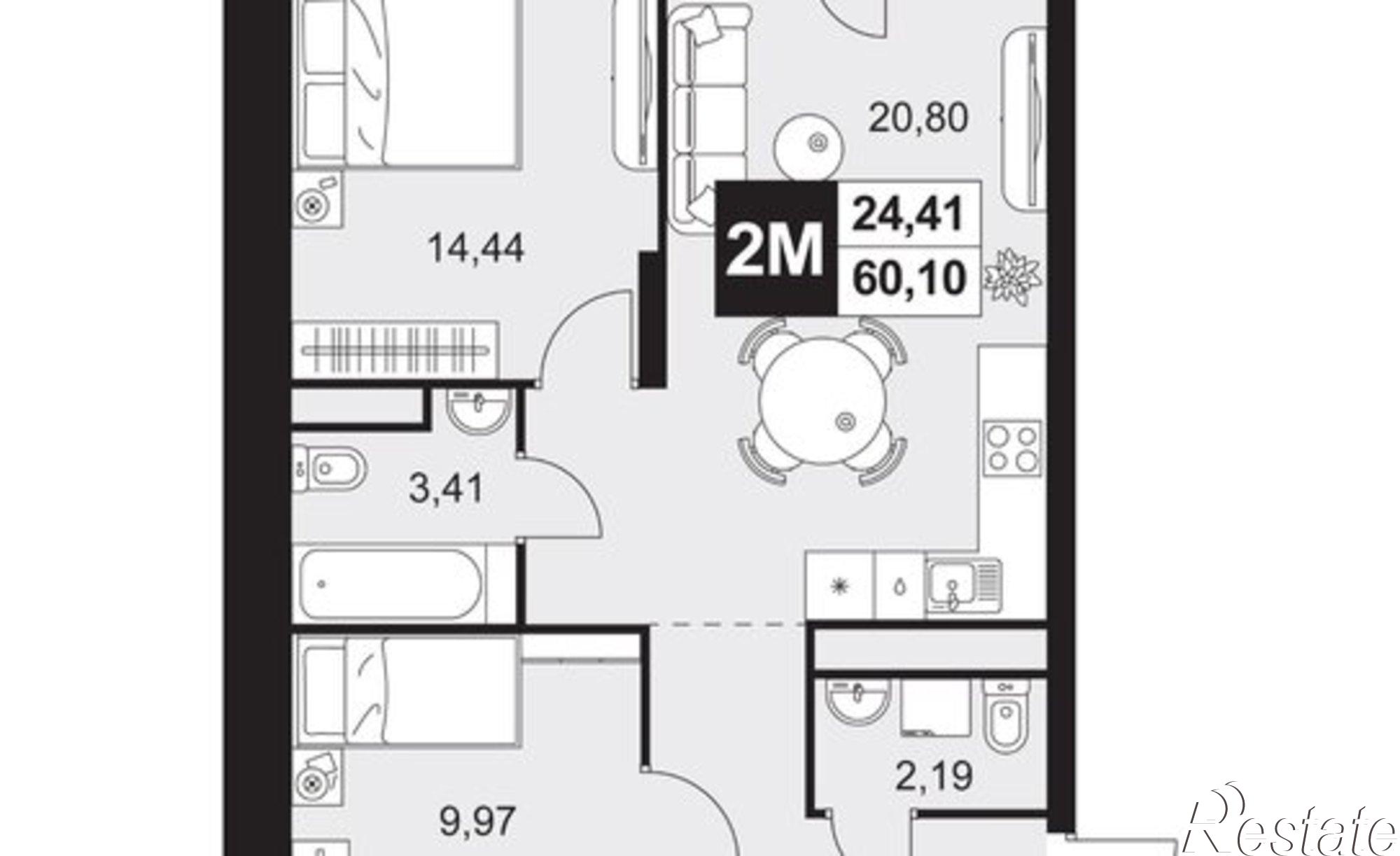 Купить квартиру за 6 740 000 рублей на ул Тепличная, 1А