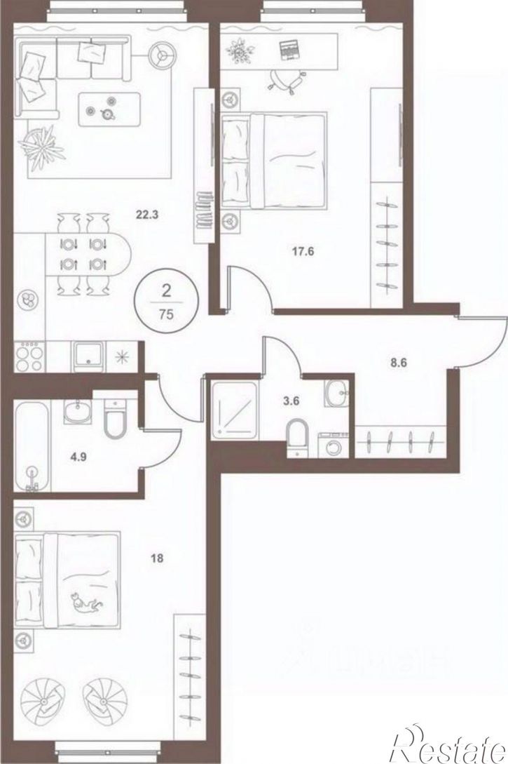 2-комн квартира в новом доме Октябрьский район, микрорайон Арбеково
