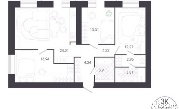3-комн квартира в новом доме ул Колышлейская, 7,  д. 7