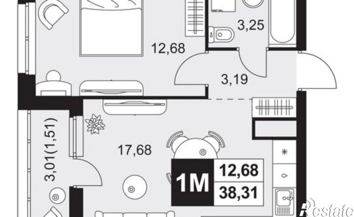 1-комн квартира в новом доме ул Тепличная, 1А,  д. 1А