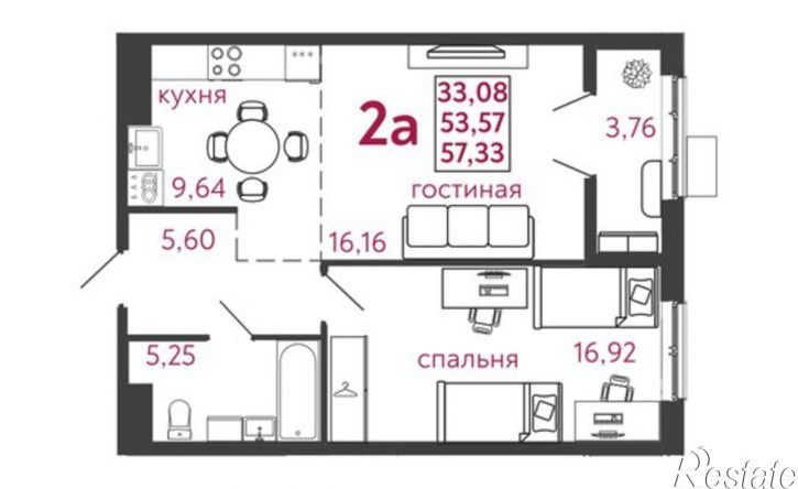 2-комн квартира в новом доме Железнодорожный район, микрорайон Пенза-2