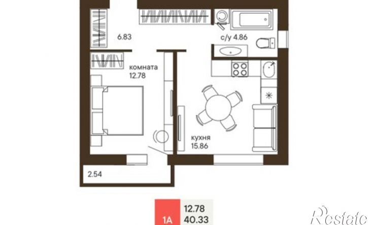 1-комн квартира в новом доме ул Тимирязева, 1,  д. 1