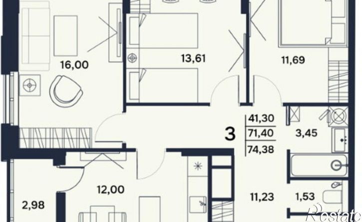 3-комн квартира в новом доме ул Терновского, 237А,  д. 237А