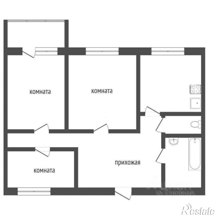3-комн квартира ул Ново-Казанская, 4 Б,  д. 4 Б,  к. Б