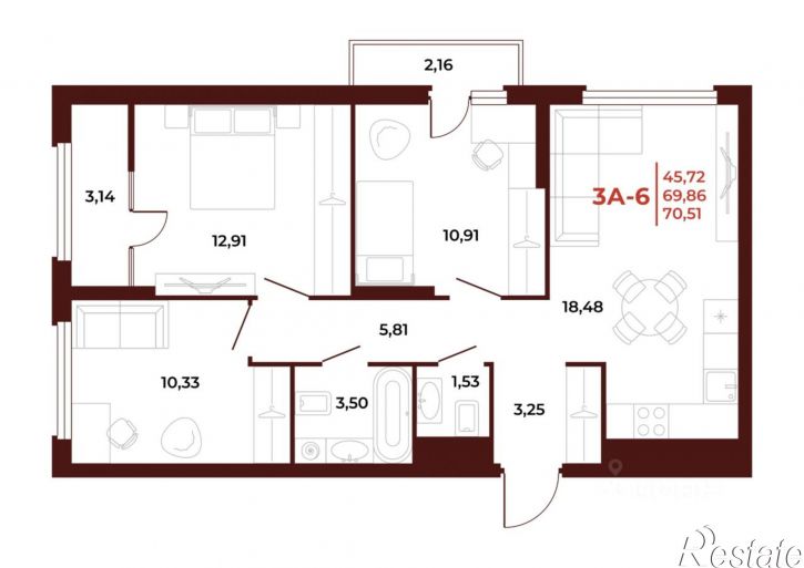 3-комн квартира в новом доме пр-кт Строителей, 21А,  д. 21А
