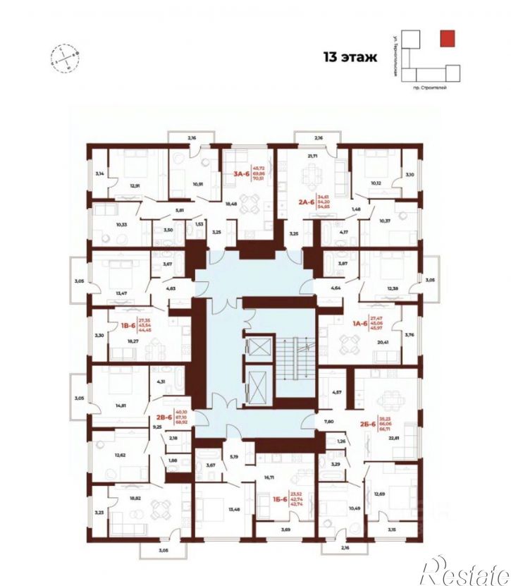 3-комн квартира в новом доме пр-кт Строителей, 21А,  д. 21А