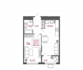 1-комн, 46 кв м, этаж 5/17 ул Баталина, 31