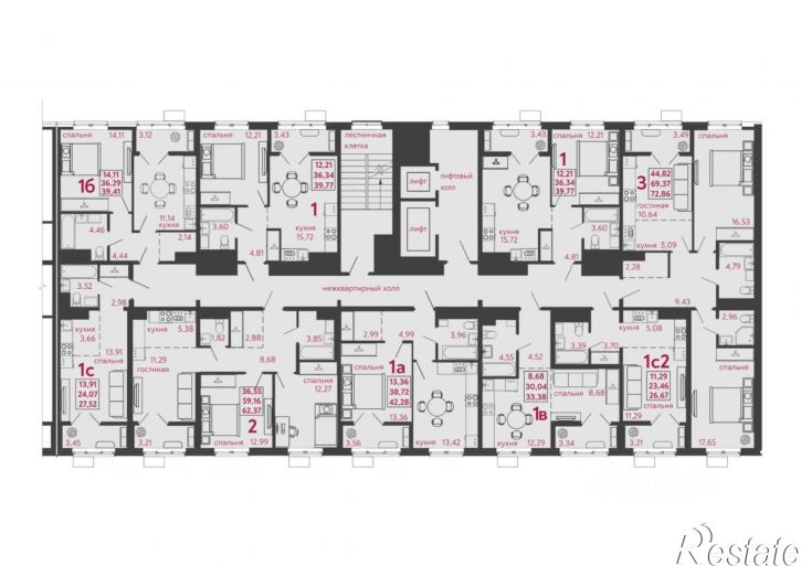 1-комн квартира в новом доме улица Баталина