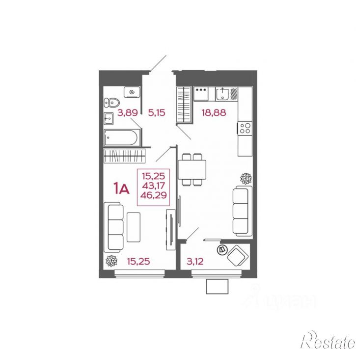 1-комн квартира в новом доме ул Баталина, 31,  д. 31
