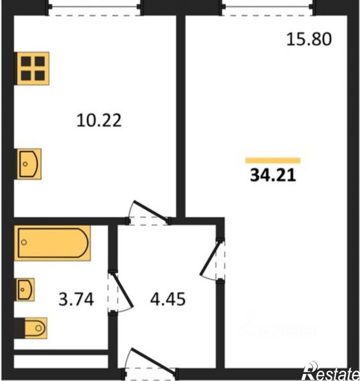 1-комн квартира улица Яшиной, 16