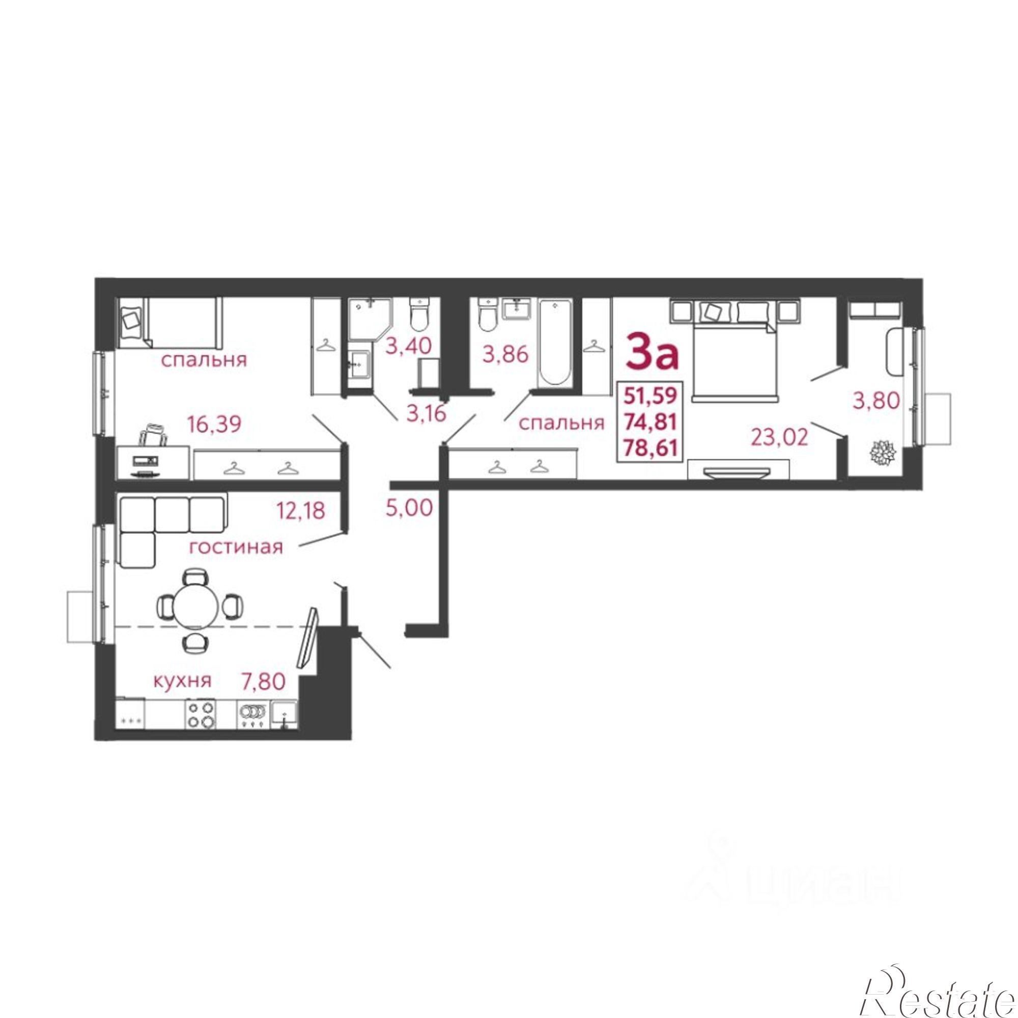 Купить квартиру за 6 760 460 рублей на улица Баталина