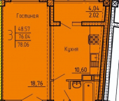 3-комн, 78 кв м, этаж 2/18 ул Генерала Глазунова, 6