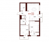 2-комн, 67 кв м, этаж 11/18 пр-кт Строителей, 21А