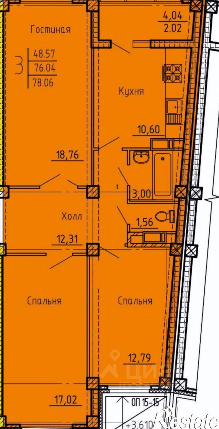 3-комн квартира в новом доме ул Генерала Глазунова, 6,  д. 6
