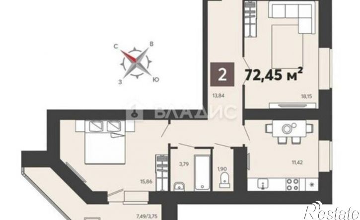 2-комн квартира в новом доме ул Маресьева, 17,  д. 17