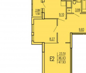 2-комн, 48 кв м, этаж 7/17 улица Кордон Студёный, 47