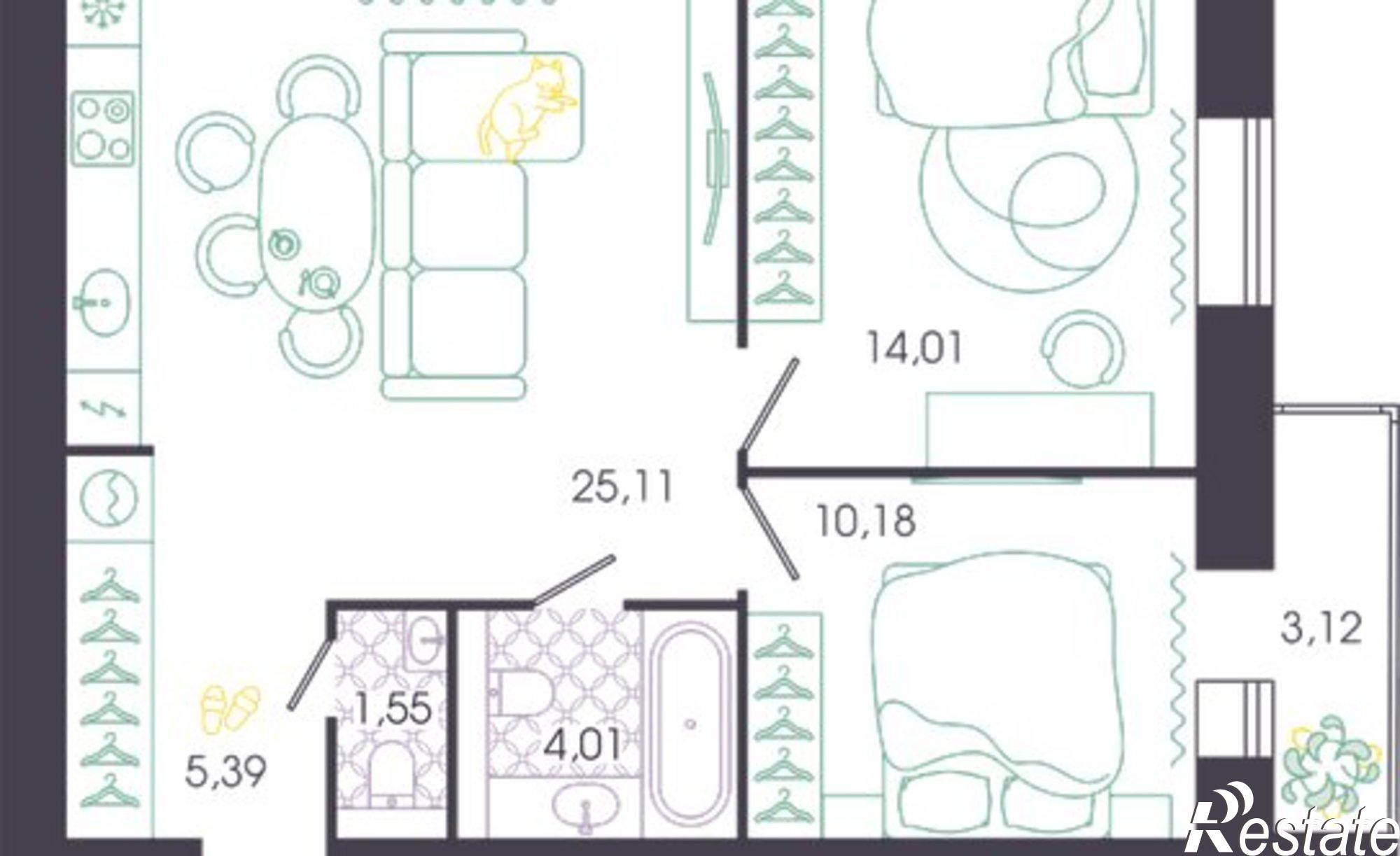 Купить квартиру за 6 490 050 рублей на ул Колышлейская, 7
