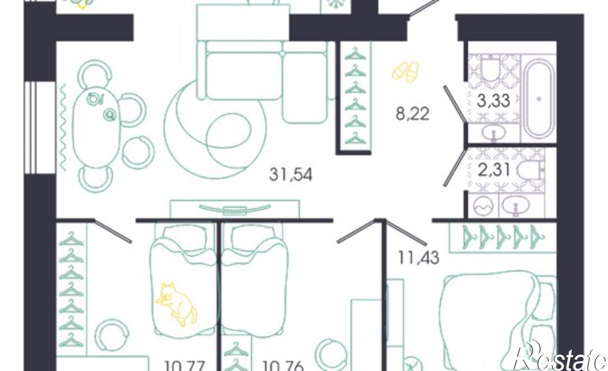 Купить квартиру за 7 754 180 рублей на ул Колышлейская, 7
