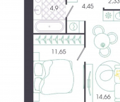 1-комн, 40 кв м, этаж 12/16 ул Колышлейская, 7