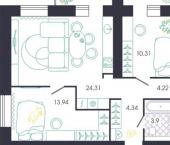 3-комн, 83 кв м, этаж 2/16 ул Колышлейская, 7