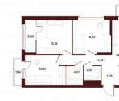 3-комн, 72 кв м, этаж 16/18 ул Бородина, 2А