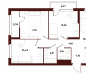 3-комн, 71 кв м, этаж 15/18 ул Бородина, 2А