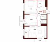 2-комн, 69 кв м, этаж 3/18 ул Бородина, 2А