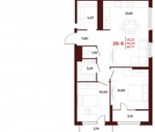 2-комн, 67 кв м, этаж 3/18 ул Бородина, 2А