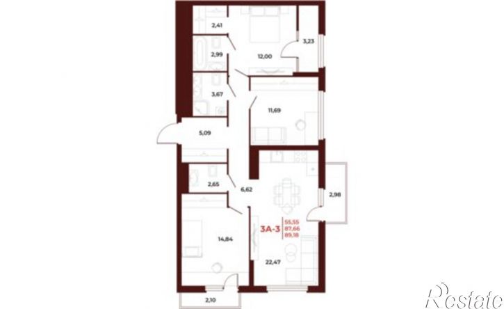 3-комн квартира в новом доме ул Бородина, 2А,  д. 2А