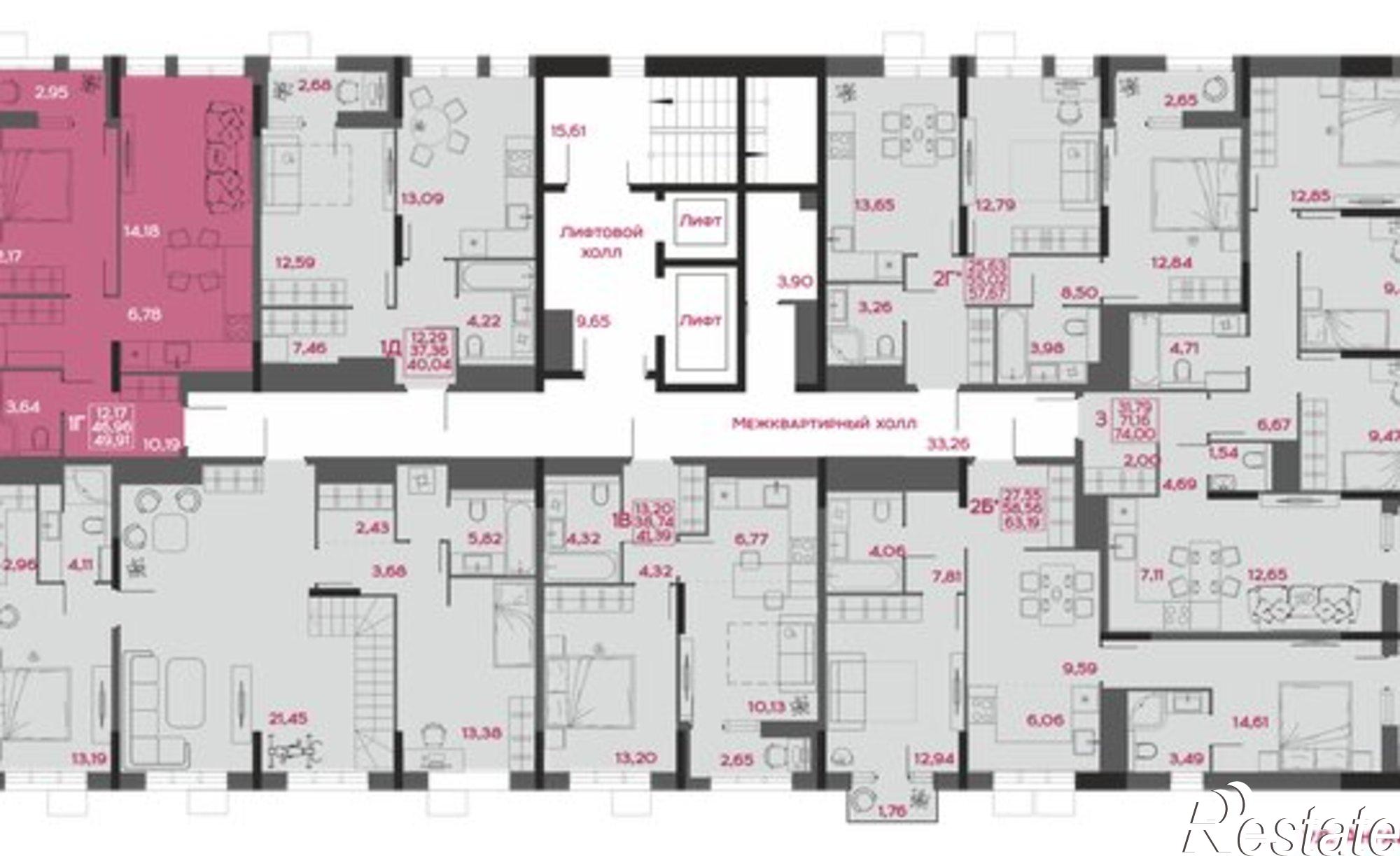 Купить квартиру за 5 490 100 рублей на улица Пожарского, 6