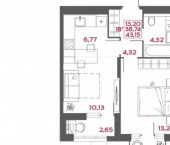 1-комн, 43 кв м, этаж 13/14 ул Пожарского, 10