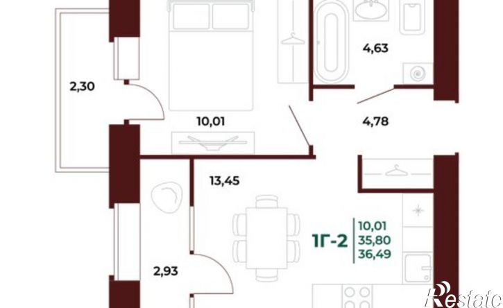 1-комн квартира в новом доме пр-кт Строителей, 21А 1,  д. 21А 1,  к. 1