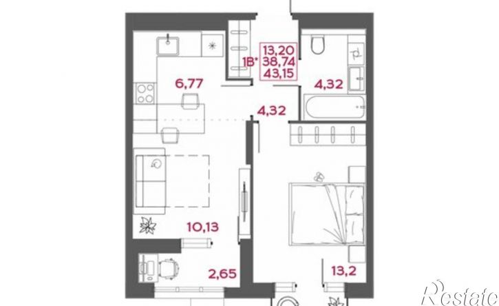 1-комн квартира в новом доме ул Пожарского, 10,  д. 10
