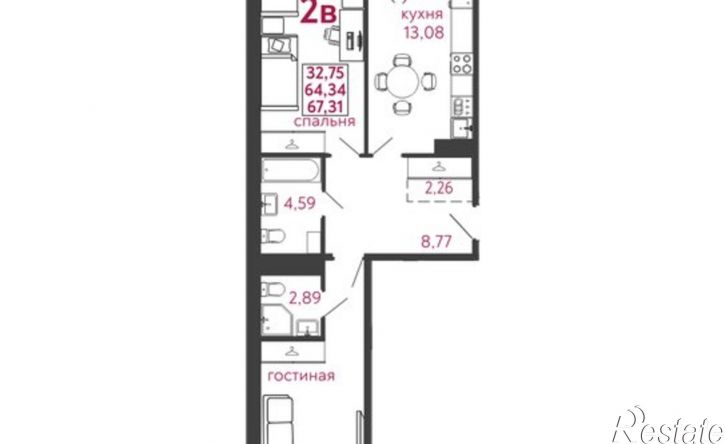 2-комн квартира в новом доме улица Антонова, 3Е