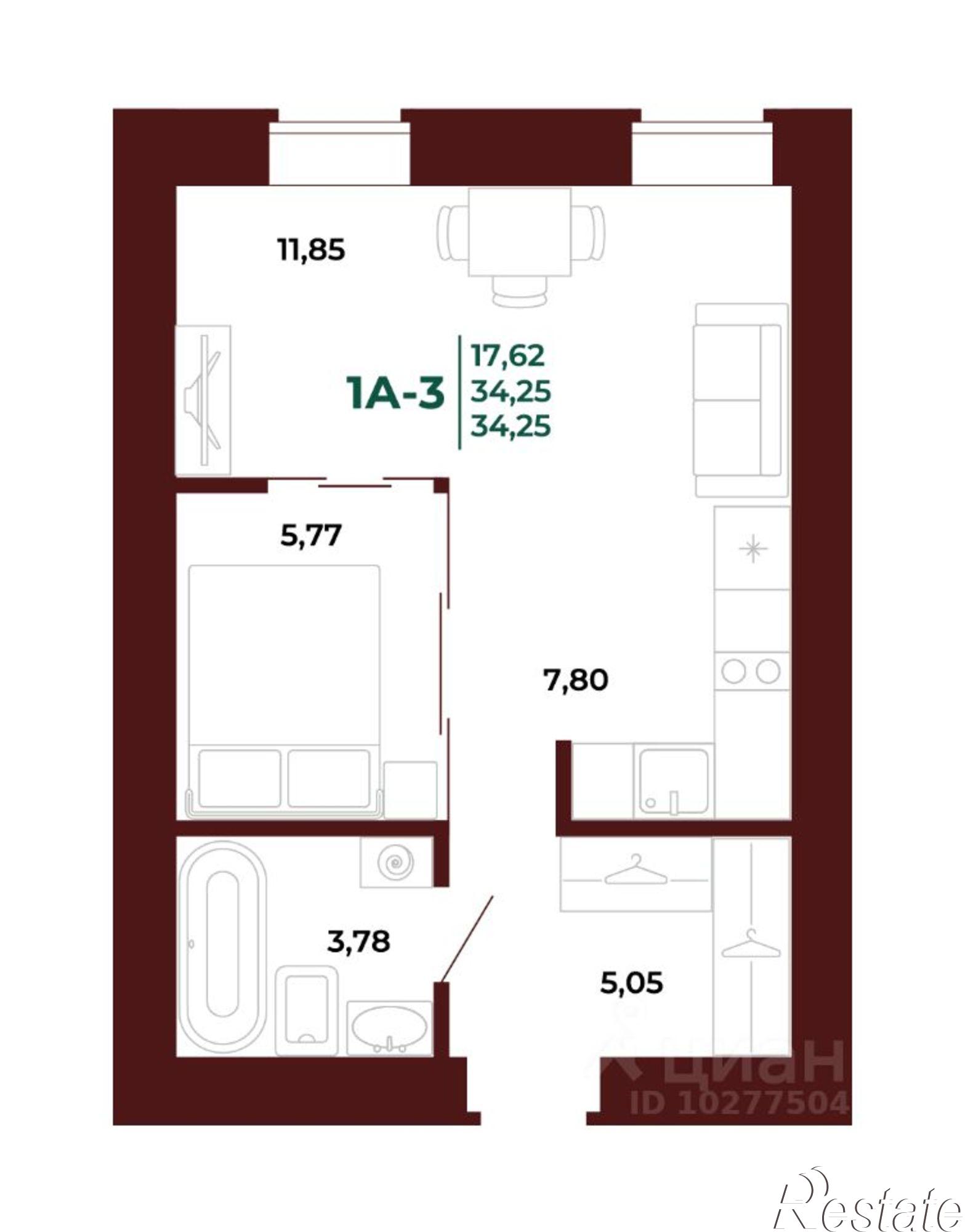 Купить квартиру за 4 340 860 рублей на пр-кт Строителей, 21А