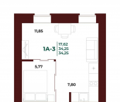 1-комн, 34 кв м, этаж 7/17 пр-кт Строителей, 21А