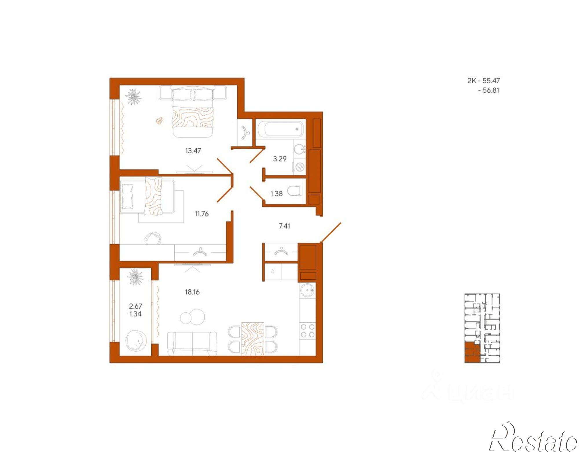 Купить квартиру за 6 078 670 рублей на проезд Литовский 2-й, 4