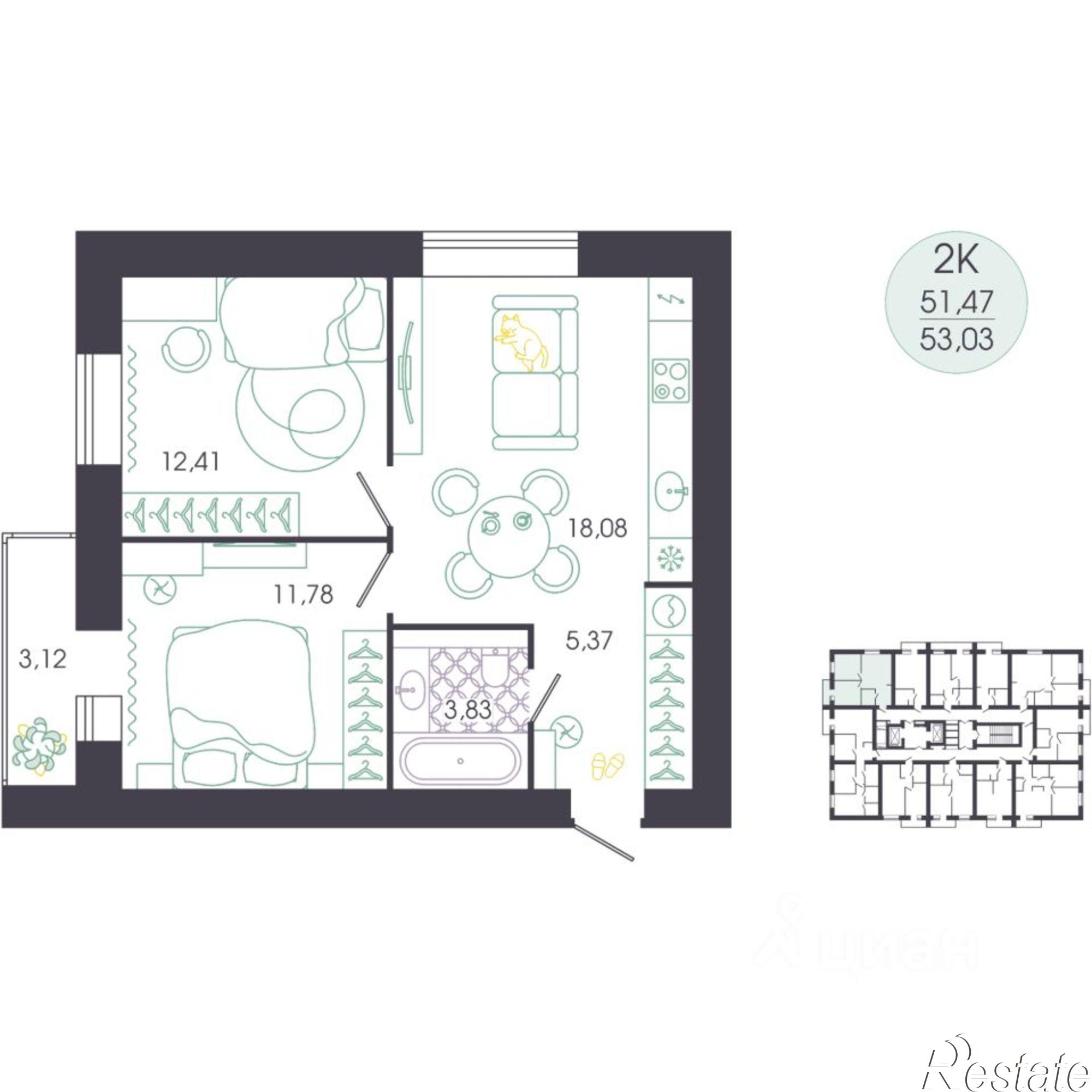 Купить квартиру за 5 727 240 рублей на ул Колышлейская, 7
