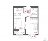 1-комн, 43 кв м, этаж 9/14 улица Пожарского, 8