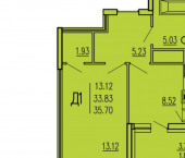 1-комн, 36 кв м, этаж 8/17 улица Кордон Студёный, 47