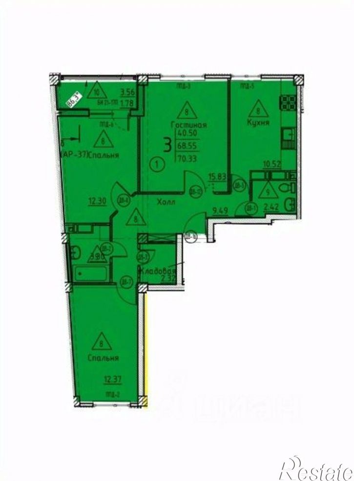 3-комн квартира в новом доме ул Генерала Глазунова, 11,  д. 11