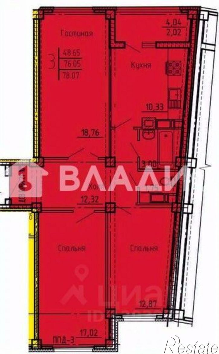 3-комн квартира ул Генерала Глазунова, 4,  д. 4