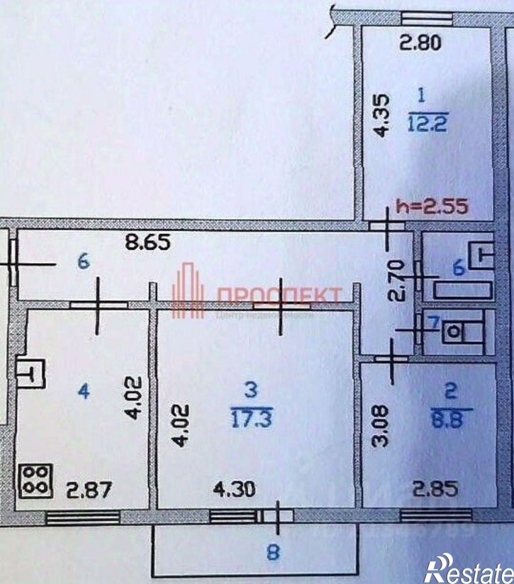 3-комн квартира ул Пушанина, 2,  д. 2