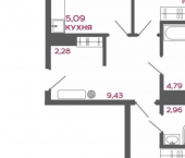 2-комн, 73 кв м, этаж 6/22 улица Антонова, 3Е