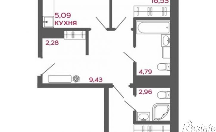2-комн квартира в новом доме улица Антонова, 3Е