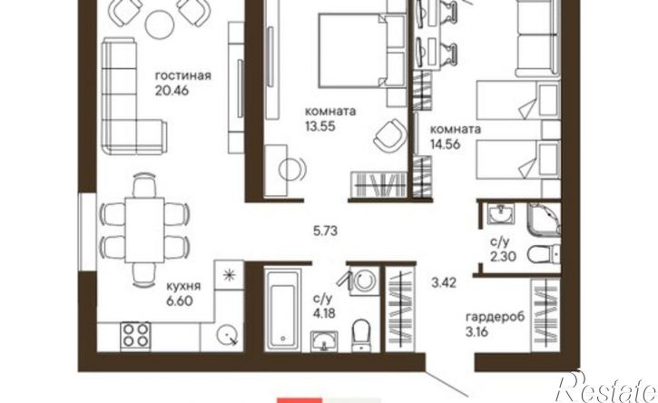 3-комн квартира в новом доме ул Тимирязева, 1,  д. 1
