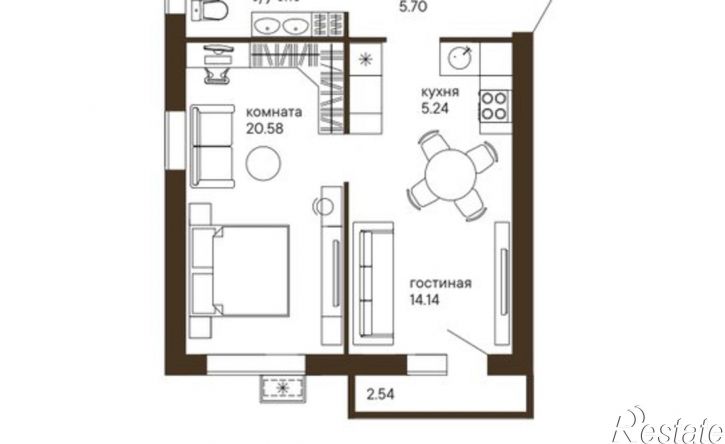 2-комн квартира в новом доме ул Тимирязева, 1,  д. 1
